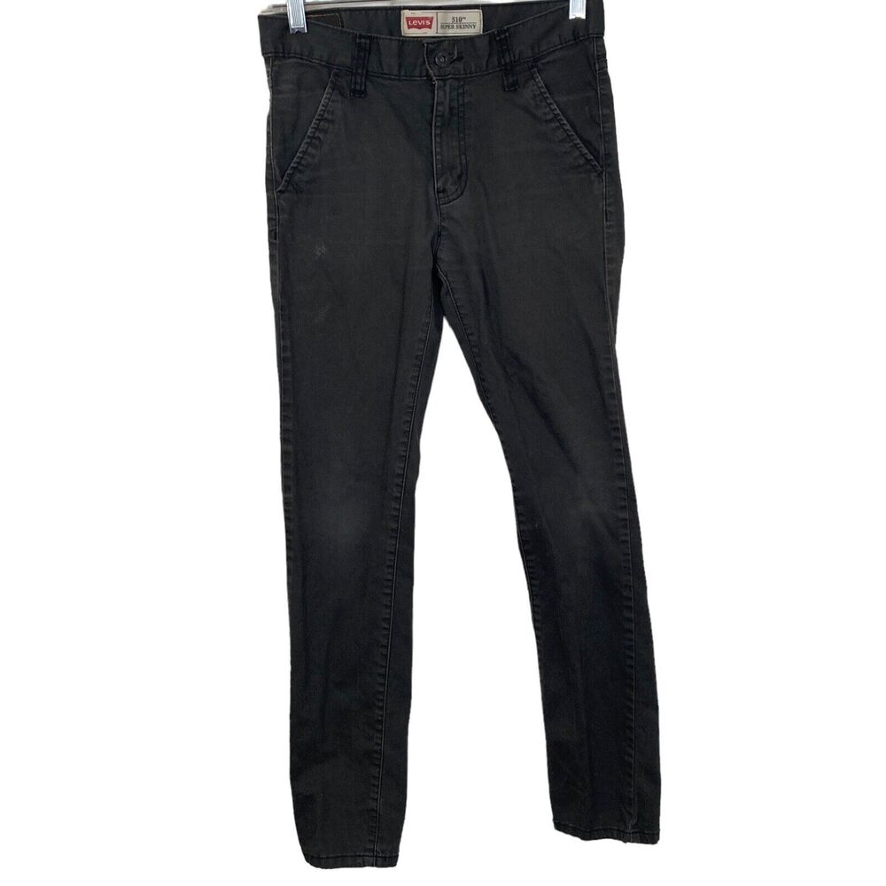 Levis 510 Jeans Boys 16R 28x28 Super Skinny Charcoal Black Stretch